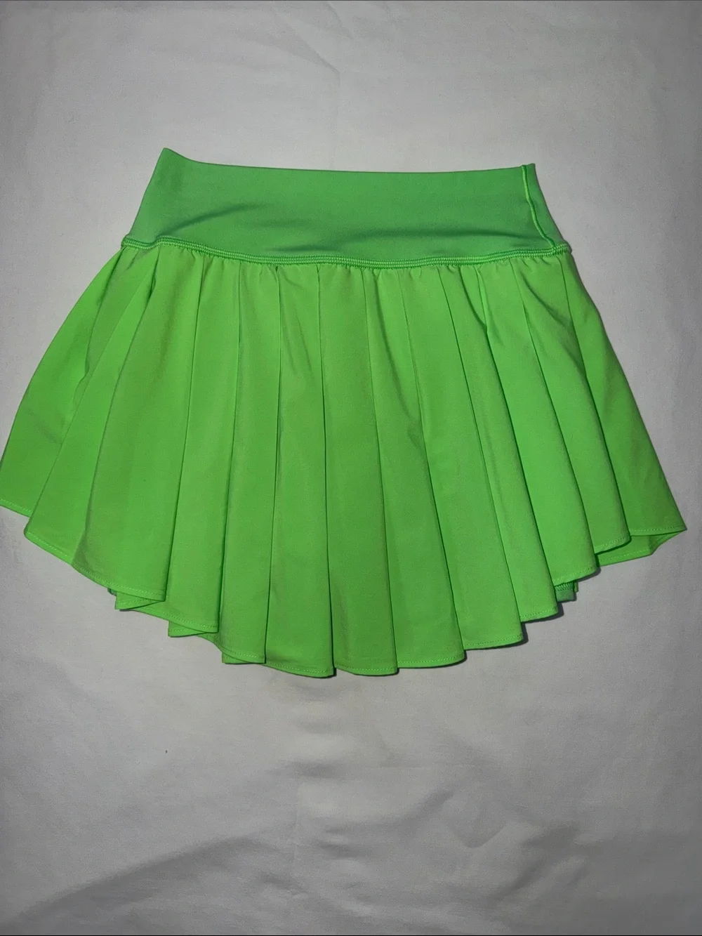 Neon Green Pleated Skater Skirt - Women - Picture 3 of 4
